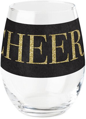 Stemless Wine Glasses: Sparkle Cheers Printed Wine Glass, Printed Wine, Set Of 1, Multicolor