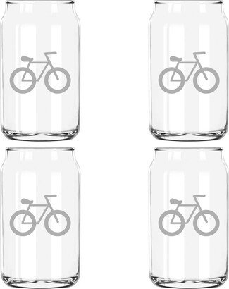Fixie Bike Cycling Cyclist Etched 5 Ounce Beer Can Taster Glass - Single Or 4 Pack