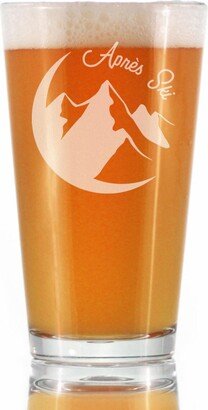 Apres Ski - Cute Funny Pint Glass, 16 Oz, Etched Sayings, Gift For Beer Lovers & Skiers That Party