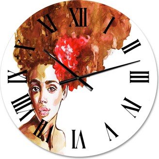 Designart 'Portrait of Young Afro American Woman II' Modern wall clock