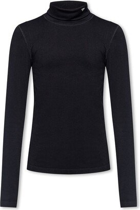 Logo Embroidered Turtleneck Top