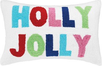 Holly Jolly Hooked Throw Pillow