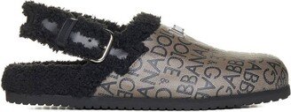 Logo Jacquard Faux Fur Slippers