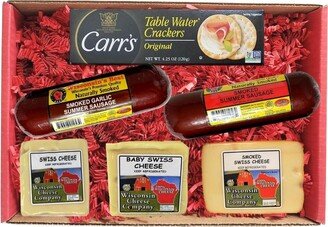 Wisconsin Big Deluxe Swiss Cheese, Sausage & Cracker Gift Box, Wisconsin Cheese Company. Father's Day Gift.