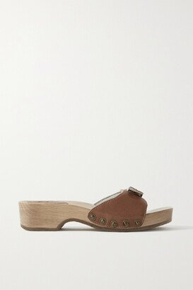 Net Sustain + Scholl Buckled Leather Clogs - Brown