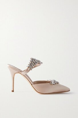 Lurum 90 Crystal-embellished Satin Mules - Neutrals