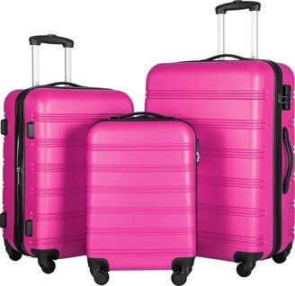 EDWINRAY Luggage Sets 3 Piece Suitcase Set 20/24/28, Carry on Luggage Airline Approved, Hard Case with Spinner Wheels & TSA Lock, Pink