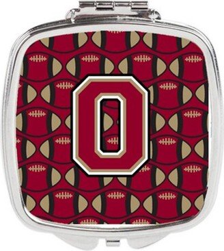 CJ1078-OSCM Letter O Football Garnet & Gold Compact Mirror