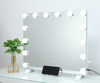 Hompen Hollywood Vanity Mirror with 14 Lights, White - 60 x 50 cm