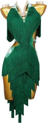 ZYDSN Women's Cha Cha Ballroom Performance Dancewear Fringe Latin Dance Competition Dresses Salsa Skirt for Samba