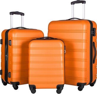 3 PCS Luggage Set, Hardside Spinner Suitcase with TSA Lock (20/24/28), Orange