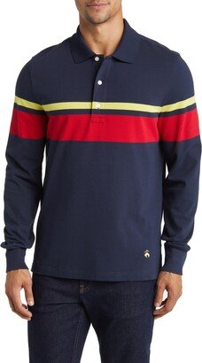 Stripe Long Sleeve Cotton Polo