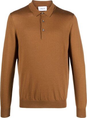 D4.0 Long-Sleeve Knitted Wool Polo Shirt