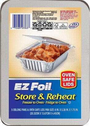 EZ Foil Store and Reheat Oblong Pan with Oven Safe Lid - 5ct