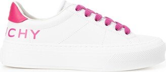 City Sport Sneakers In White/neon Pink Leather