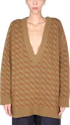 V-neck Jacquard Sweater