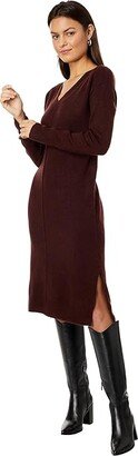 V-Neck w/ Side Slits Sweaterdress Latte Heather (Port) Women's Sweater