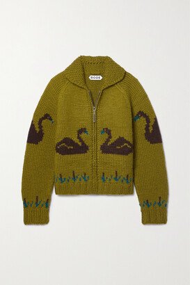 Rumney Jacquard-knit Wool Cardigan - Green