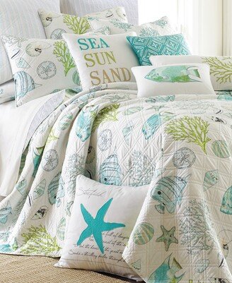 Biscayne Coastal Print Reversible Quilt Set, Full/Queen