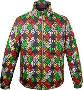 David Wej Ethnic Print Padded Bomber Jacket Black Multi