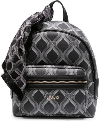 Logo-Plaque Geometric-Pattern Backpack