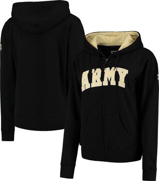 Women's Stadium Athletic Black Army Black Knights Helmet Arched Name Full-Zip Sweatshirt