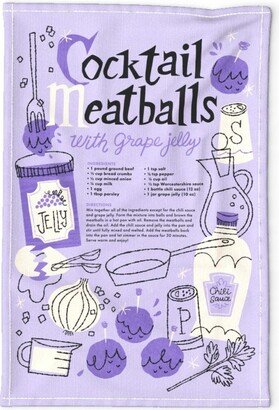 Retro Kitsch Tea Towel - Grape Jelly Meatballs By Juliagreenillustration 1950S Recipe Linen Cotton Canvas Spoonflower