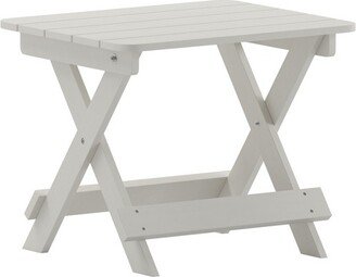 Halifax Outdoor Folding Side Table, Portable All-Weather HDPE Adirondack Side Table in White