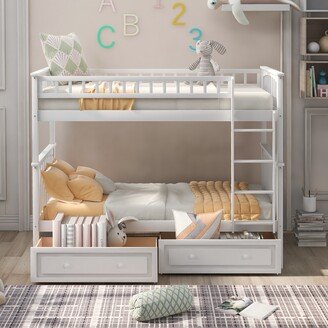 Tiramisubest Twin over Twin Convertible Bunk Bed with 2 Drawers