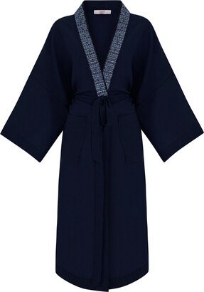 Sabbia Celine Organic And Vegan Cotton Kimono Robe - Navy Blue