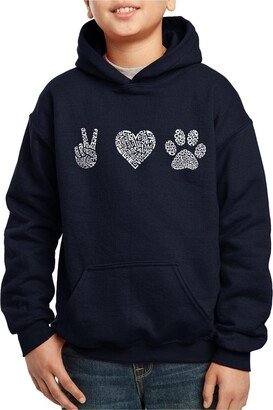 Big Boy's Word Art Hooded Sweatshirt - Peace Love Dogs