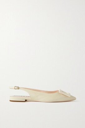 Gommettine Leather Slingback Point-toe Flats - Cream