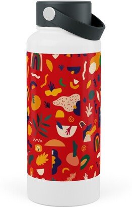 Photo Water Bottles: Seamless Pattern - Red Stainless Steel Wide Mouth Water Bottle, 30Oz, Wide Mouth, Red