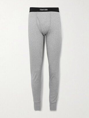 Grosgrain-Trimmed Stretch-Cotton Jersey Long Johns