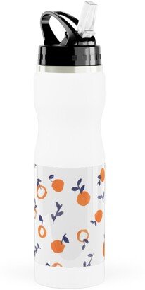 Photo Water Bottles: Whimsical Watercolor Orange Stainless Steel Water Bottle With Straw, 25Oz, With Straw, Orange