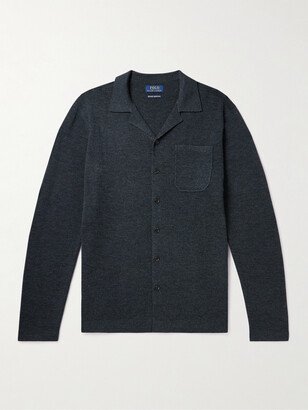 Camp-Collar Merino Wool Cardigan