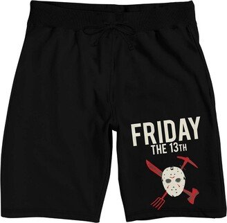 Friday the 13th Hockey Mask Men's Black Graphic Sleep Pajama Shorts-XL