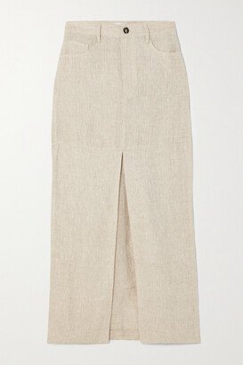 Tazz Paneled Linen Maxi Skirt - Cream