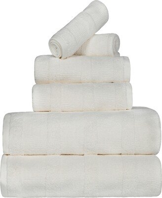 Roma Ribbed Turkish Cotton Quick-Dry Solid Assorted Highly Absorbent Towel 6 Piece Set