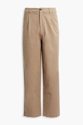 Pleated cotton-blend twill chinos