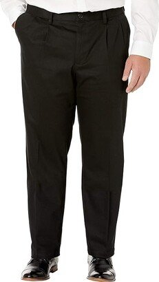 Big Tall Classic Fit Signature Khaki Lux Cotton Stretch Pants - Pleated (Black) Men's Casual Pants