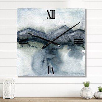 Designart 'Minimalistic Landscape of Mountains Trees & Snow' Modern Wall Clock Decor