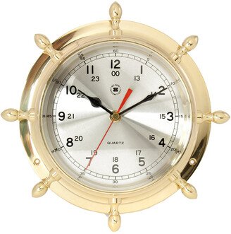 Lacquered Brass Ship's Wheel Quartz Clock