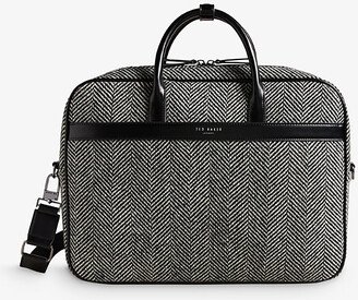 Mens Black Andreaz Logo-embossed Herringbone Woven Document bag