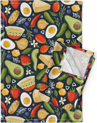 Avocado Tea Towels | Set Of 2 - Healthy Snacks By Micklyn Food Green Olives White Leaves Linen Cotton Spoonflower