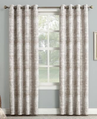 Darren Distressed Textured Global Jacquard Blackout Lined Grommet Curtain Panels