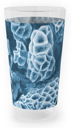 Outdoor Pint Glasses: Coral All Over In Sea Blue Outdoor Pint Glass, Blue