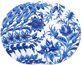 Saro Lifestyle French Style Floral Print Decorative Charger Plate Set of 4