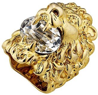 Lion head ring with crystal-AC