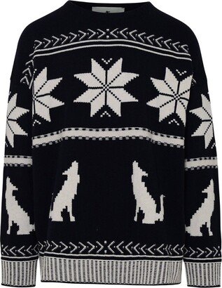 Graphic Intarsia Knitted Crewneck Jumper